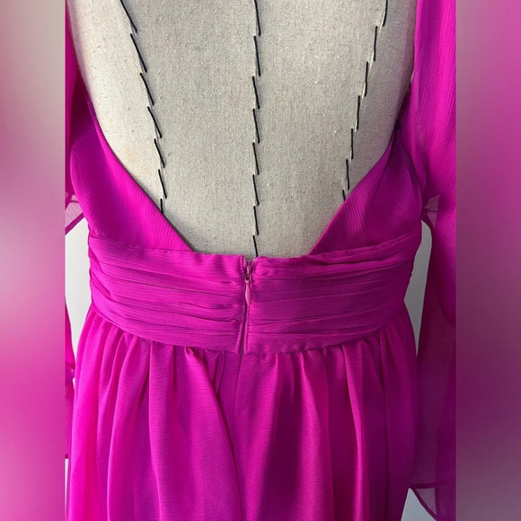 Belle Bagdley Mischka Magenta Maxi Prom Wedding Formal Dress sz 12 pageant long - Picture 7 of 12